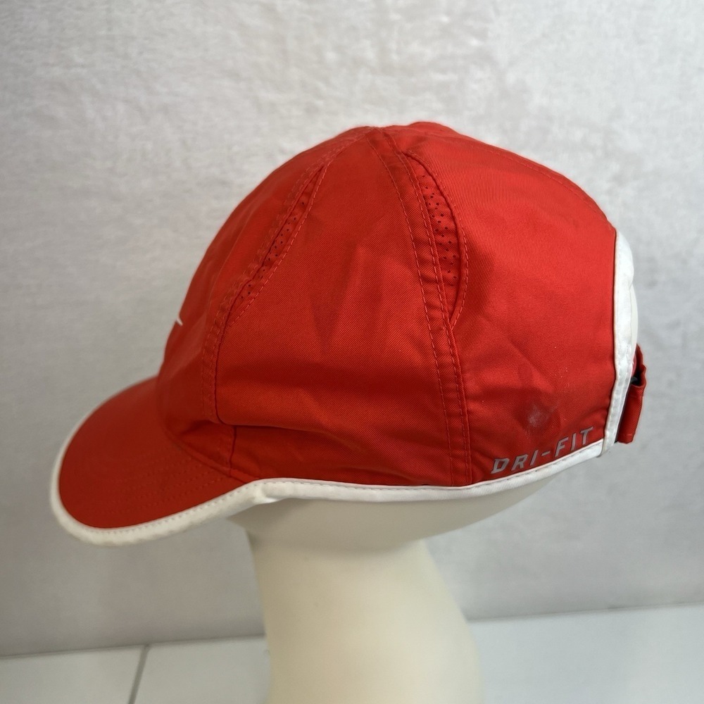 NIKE Adult FEATHERLIGHT DRI-FIT Tennis Golf Hat Fiery Red Strapback Adjustable - Picture 8 of 12